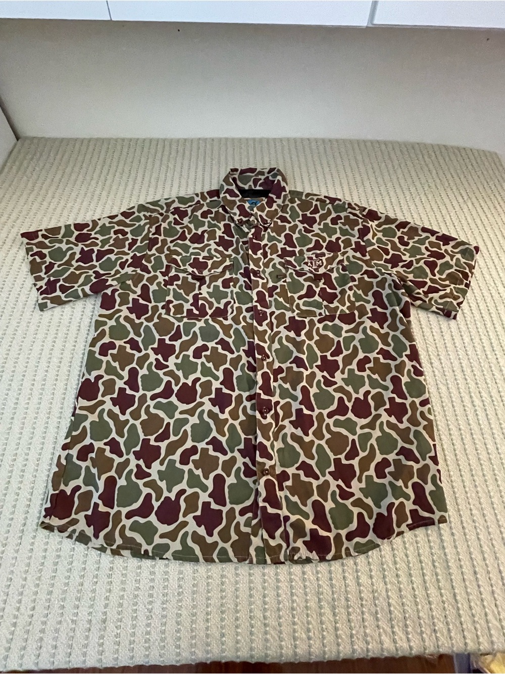 Amigo - Short-Sleeve Camouflage Button-Down Shirt - Aggies - Texas - Size: XXL